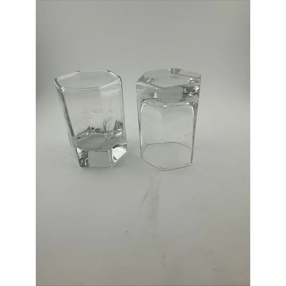 SET OF 2 ARCOROC OCTIME CLEAR SHOT GLASS DOUBLE OLD FASHIONED 1.5 OZ